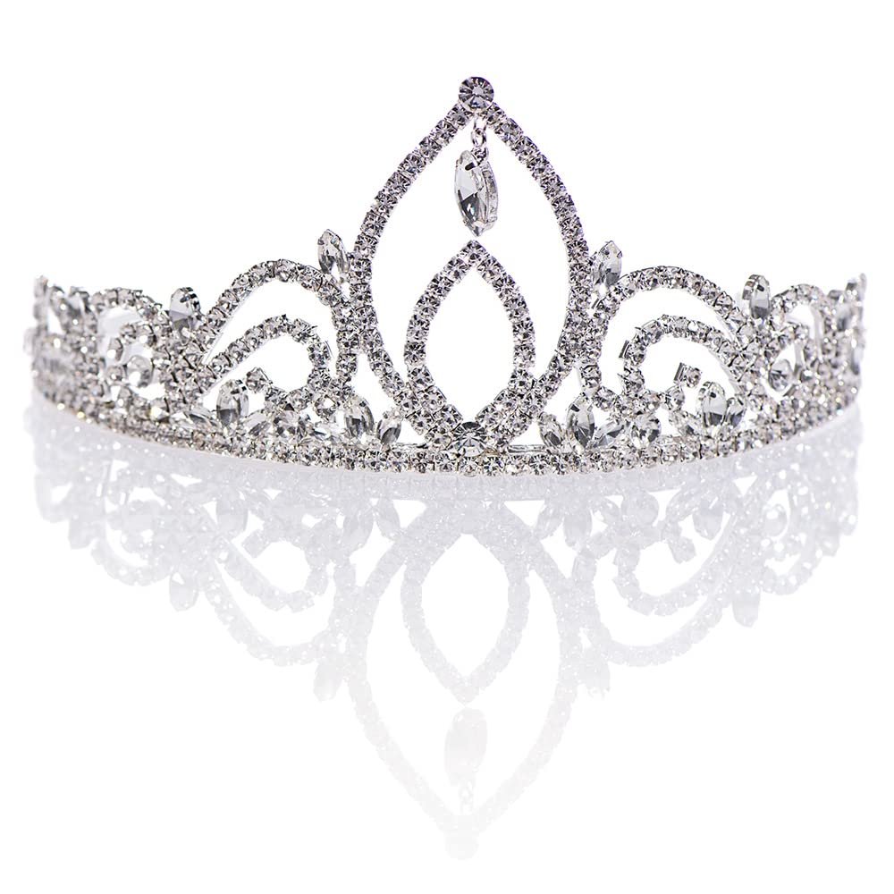 Anderson's Mary Clear Rhinestone Silver Tiara, 2.75 Inches, Women, Girls, Wedding Tiara, Queen Or Princess Prom Tiara Homecoming, Pageant, Wedding, School Dance, Award, Costume, Party, Event
