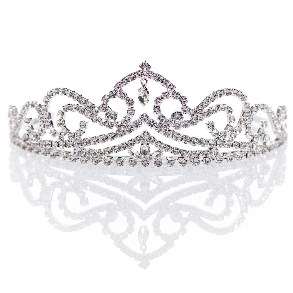 Anderson's Astrid Rhinestone Tiara, 2" High Silver Metal Crown with Sparkling Clear Rhinestones, Adjustable Fit & Removable Comfort Combs, Perfect for Prom, Homecoming, Weddings, Pageants, Quinceaeras, and Special Occasions