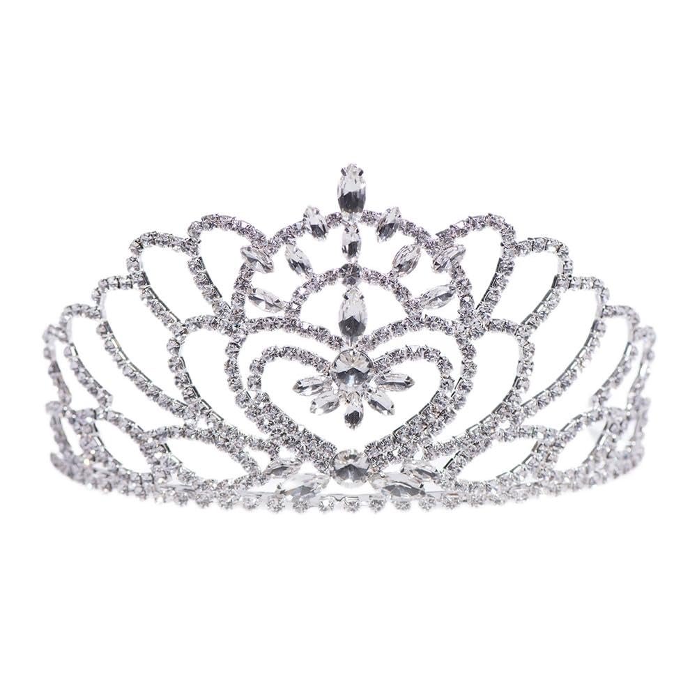 Andersons Cassandra Clear Rhinestone Rose Gold Tiara, 2 7/8" High HandCrafted Crown with Sparkling Gemstones, Adjustable Fit with Removable Combs, Elegant Accessory for Weddings, Prom Queen, Homecoming, Pageants, Quinceaeras, and Sweet 16 Celebrat