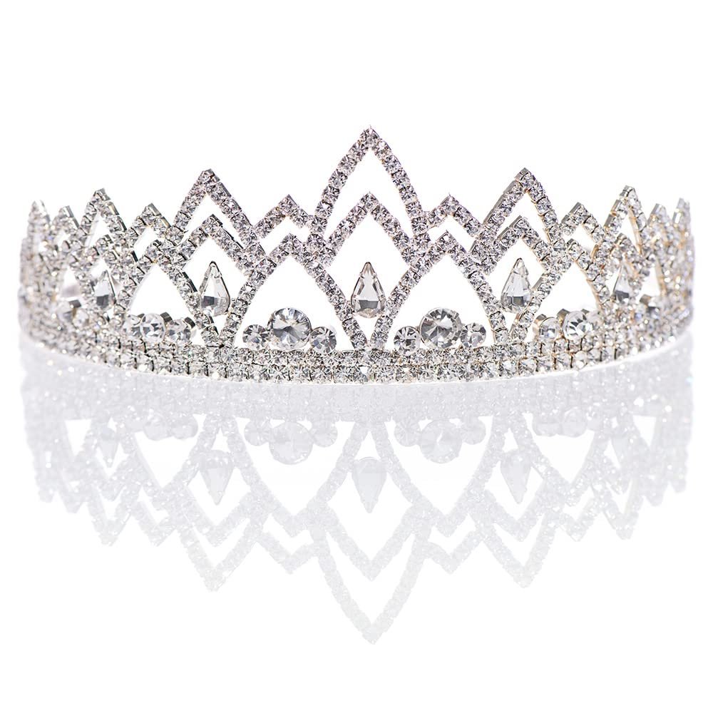 Anderson's Yara Rhinestone Tiara, 2 1/4-Inch Tall Silver Crown with Sparkling Clear Crystals Adjustable Wedding Tiara for Brides, Prom Queen, Homecoming, Pageants, Sweet 16 & Quinceaera