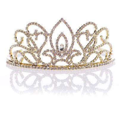 Andersons Adela Tiara, 2-1/4 Inches High, Gold Rhinestone Crown, Prom Queen Tiara, Princess or Pageant Headpiece for Wedding, Homecoming, Quinceaera, Birthday, School Dance, Winter Formal, Award, Costume, Party, Event