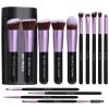 BS-MALL Makeup Brushes Premium Synthetic Foundation Powder Concealers Eye Shadows 14 Pcs Purple for Makeup Beginner or Professional with Travel Case view 1