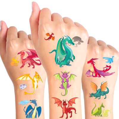 Dragon Tattoos Party Supplies Decorations Favors - Magic Dragon Waterproof Temporary Video Cartoon Stickers for Birthday Party Activity (355pcs)