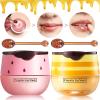 2 Pack Bee Lip Balm Honey Pot, Honey & Strawberry Lip Mask Propolis Lip Mask Moisturizing Hydrating Prevention Dry and Cracked Lip Scrubs Exfoliator (Honey+Strawberry) view 1
