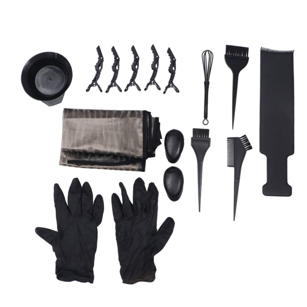 LALAFINA Hair Dyeing Kit with Brush Bowl Earmuffs Gloves and Cape Essential Accessories for Professional and Home Use Lightweight and Convenient Black