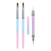 3pcs Nail Art Clean Up Brushes, Painting Tools With Round & Angled Head Silicone Acrylic Brush, Dotting Pen for Design, Cleaning Polish Mistake on Cuticles view 1