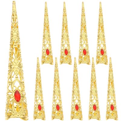Beaupretty Halloween Costumes Claws Cosplay 10pcs Finger Nail Tip Claw Rings Ancient Costume Fingertip Cover Halloween Costume Accessory Claw Rings Nail Accessories