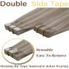 Hetto Tape in Hair Extensions Human Hair Ash Blonde Highlight Bleach Blonde Tape on Extensions Straight #18/613 16 Inch Tape in Remy Hair Extensions 20Pcs 50g Real Hair view 2