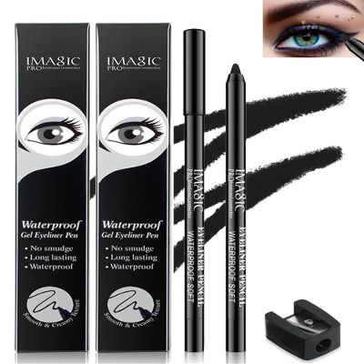 2Pcs Black Waterproof Smudge-proof Gel Eyeliner Pencil with Sharpener, Fade-Proof Eye Liner Pencil Smooth Water Line Pen,Thanksgiving Cat Eye/Smoky Eye Makeup Pen for Girls Mature Older Women