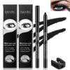 2Pcs Black Waterproof Smudge-proof Gel Eyeliner Pencil with Sharpener, Fade-Proof Eye Liner Pencil Smooth Water Line Pen,Thanksgiving Cat Eye/Smoky Eye Makeup Pen for Girls Mature Older Women view 1