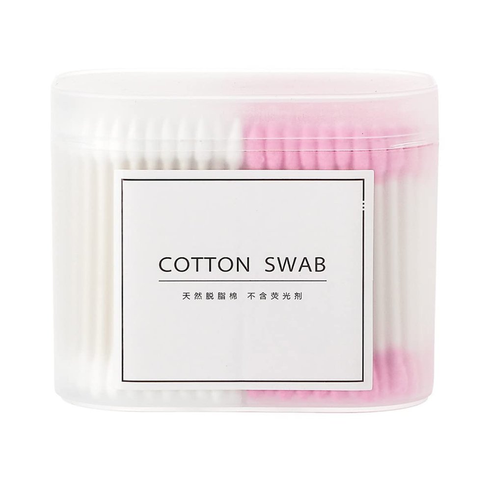 FOMIYES 2packs Double-head Cotton Swabs Disposable Makeup Tool for Cleaning Ear Care and Arts Crafts Pink White Precision Tip and Rounded Ends
