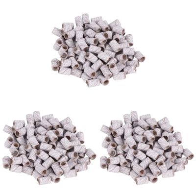 KALLORY White Headband 300pcs Natural Grinding for Sand Remover Ring or Accessories and Nail Drill Women Polishing Electric Sanding Sleeve Nails Pedicure Band Professional Manicure Nail Accessories