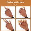 Practice Hand for Acrylic Nails, Professional Nail Practice Hand Nail Training Hand, Flexible Moveable False Fake Mannequin Hand for Nails Art Practice Display with 100Pcs Brown Fake Nail Tips view 4