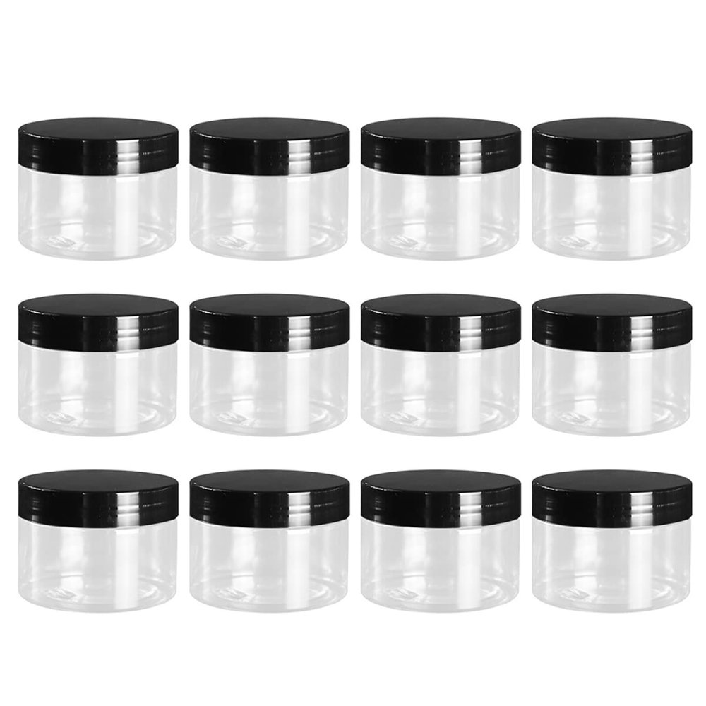 KALLORY 12pcs Transparent Cream Jars for Makeup and Masks Leak Cosmetic Containers for Travel Storage for Women and Girls