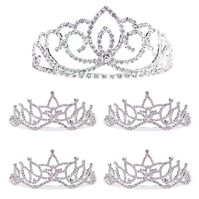 Anderson's Sasha Queen and Amara Princess Tiara Set, 5-Piece Silver Rhinestone Crowns for Prom, Homecoming, Winter Formal, Pageants, Weddings & Special Events, Adjustable Fit with Comfort Combs
