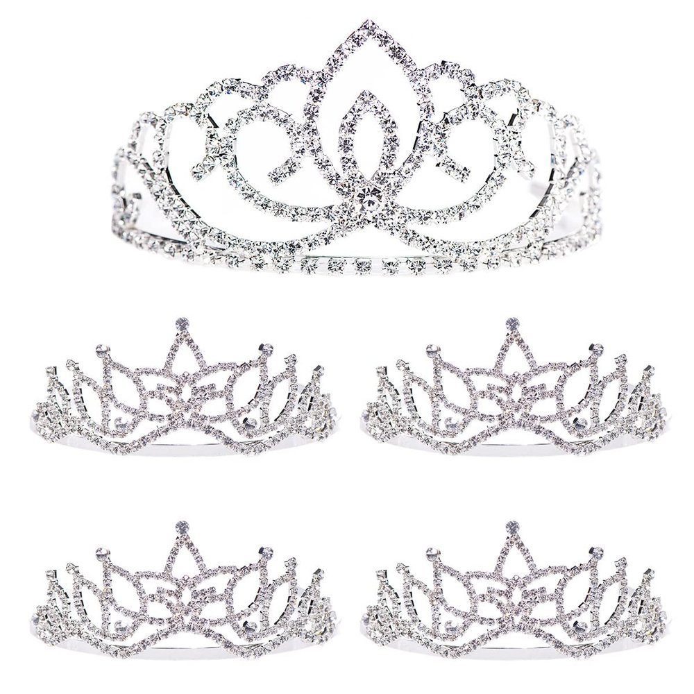 Anderson's Sasha Queen and Amara Princess Tiara Set, 5-Piece Silver Rhinestone Crowns for Prom, Homecoming, Winter Formal, Pageants, Weddings & Special Events, Adjustable Fit with Comfort Combs