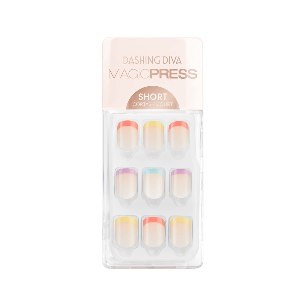 Dashing Diva Magic Press Nails - Eternal Youth | Short, Square Shaped Press On Nails | Long Lasting Stick On Gel Nails | Lasts Up to 7 Days | Contains 30 Stick On Nails, 1 Prep Pad, 1 File