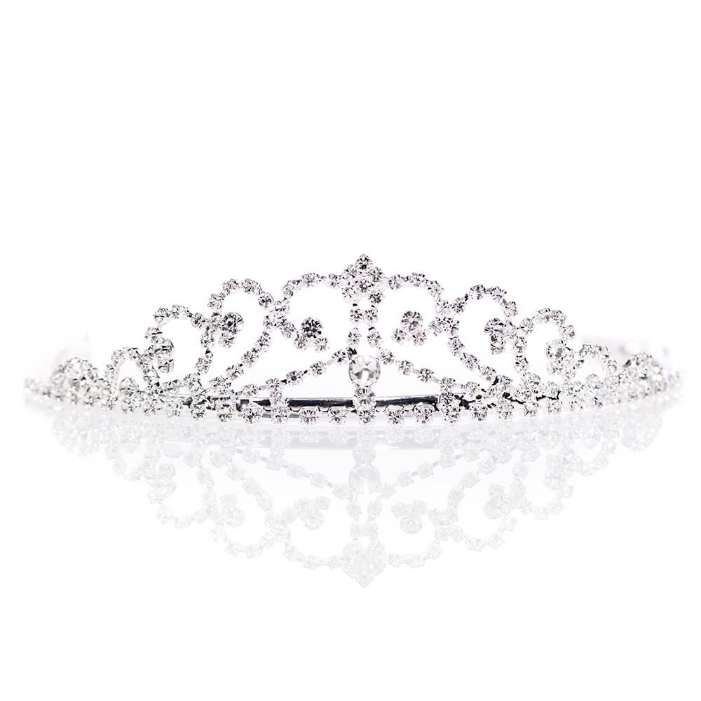 Anderson's Raya Rhinestone Tiara, 1.5" High Silver Metal Crown with Sparkling Clear Rhinestones, Adjustable Fit & Removable Comfort Combs, Perfect for Prom, Homecoming, Weddings, Pageants, Quinceaeras, and Special Occasions