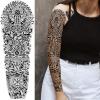 Totem Tribal Temporary Tattoo Sleeves, Full Arm Large Polynesian Hawaiian Tribal Fake Tattoos Sleeve For Men Women Adult, Black Viking Maori Temp Tatoo Sticker Leg Body Art Makeup, 6-Sheet view 4