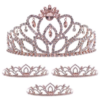 Andersons Cassandra Queen & Kiley Princess Tiara Set, 4 Piece Rose Gold Rhinestone Crown Collection, for Prom, Homecoming, Winter Formal, Pageant, Wedding, Sweet 16, Anniversary, Birthday, Theater, Mardi Gras, Coronation Accessory