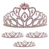 Andersons Cassandra Queen & Kiley Princess Tiara Set, 4 Piece Rose Gold Rhinestone Crown Collection, for Prom, Homecoming, Winter Formal, Pageant, Wedding, Sweet 16, Anniversary, Birthday, Theater, Mardi Gras, Coronation Accessory view 1