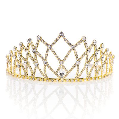 Anderson's Gold Isadora Rhinestone Tiara, 2 " High Gold Metal Crown with Sparkling Clear Rhinestones, Adjustable Fit & Removable Comfort Combs, Perfect for Prom, Homecoming, Weddings, Pageants, Quinceaeras, and Special Occasions