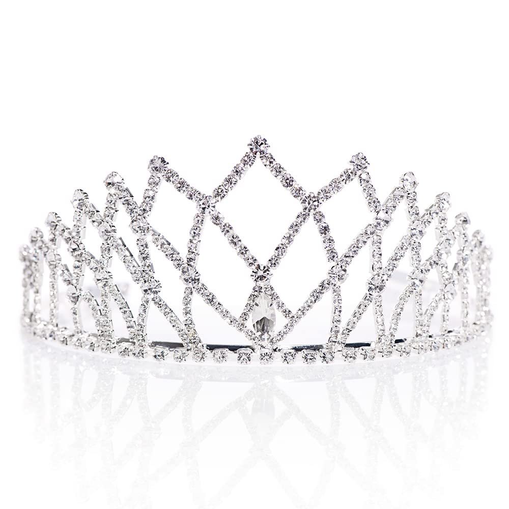 Anderson's Isadora Rhinestone Tiara, 2 " High Silver Metal Crown with Sparkling Clear Rhinestones, Adjustable Fit & Removable Comfort Combs, Perfect for Prom, Homecoming, Weddings, Pageants, Quinceaeras, and Special Occasions