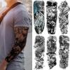 Military Temporary Tattoo Sleeves, Full Arm Large War Soldier Fake Tattoos Sleeve For Men Women Adult, Black Long Lasting Patriotic Warrior Temp Tatoo Sticker Leg Body Art Makeup, 6-Sheet view 1