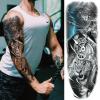 Military Temporary Tattoo Sleeves, Full Arm Large War Soldier Fake Tattoos Sleeve For Men Women Adult, Black Long Lasting Patriotic Warrior Temp Tatoo Sticker Leg Body Art Makeup, 6-Sheet view 2