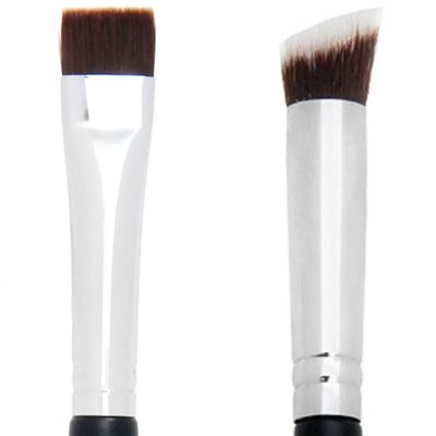 Flat Definer Eyebrow Brush + Mini Flat Angle Brush - Beauty Junkees Flat Definer, Firm Thin Bristle, Thin Precision Tightline Eye Liner for Liquid, Synthetic Bristles for Applying, Blending, Buffing