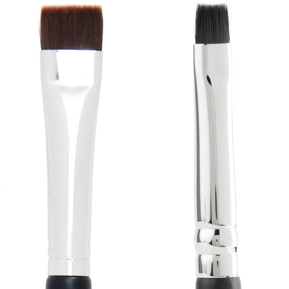 Flat Definer Eyebrow Brush + Pro Tight Liner Brush - Beauty Junkees Small Thin Bristles, Precision Lining Waterline, Blending Eye Lash Line, Precision Lash Liner, Brow Conceal for Defining Eyebrows