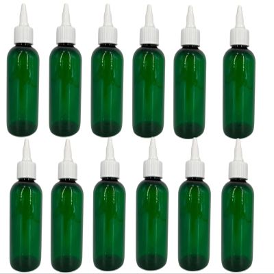 Natural Farms 4 oz Green Boston Plastic Bottles -12 Pack Empty Bottle Refillable - BPA Free - Essential Oils - Aromatherapy | White Twist Top Caps - Made in the USA