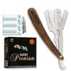 Equinox Fancy Straight Edge Razor - Manual Shaver for Men - Includes 100 Disposable Derby Blades - Wooden Handle - Barber Kit - Straight Razors for Men - Navajas para barbero - retro straight razor view 1