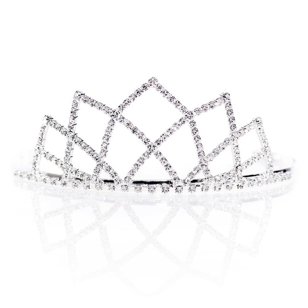 Anderson's Maxine Rhinestone Tiara, 2" High Silver Metal Crown with Sparkling Clear Rhinestones, Adjustable Fit & Removable Comfort Combs, Perfect for Prom, Homecoming, Weddings, Pageants, Quinceaeras, and Special Occasions