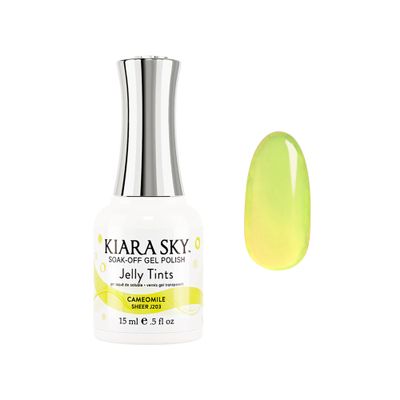 KIARA SKY Jelly Tints Soak Off Gel Polish 15ml, Cameomile (neon highlighter yellow)