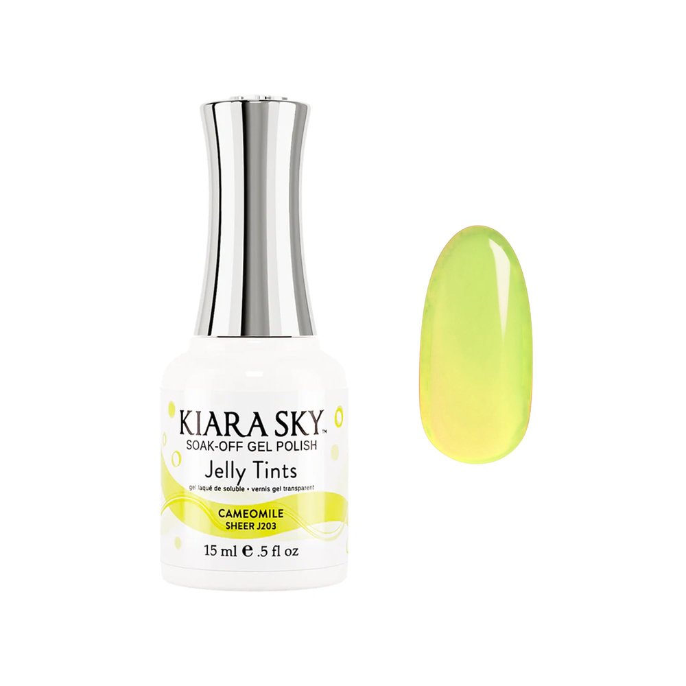 KIARA SKY Jelly Tints Soak Off Gel Polish 15ml, Cameomile (neon highlighter yellow)