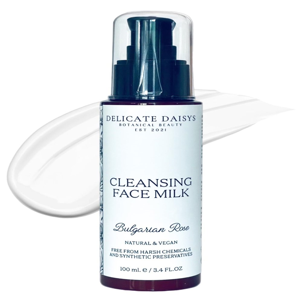 Delicate Daisys Botanical Beauty Cleansing Face Milk-Bulgarian Rose Natural & Organic Waterless Facial Cleanser 3.4 fl oz | Vegan & Cruelty-Free