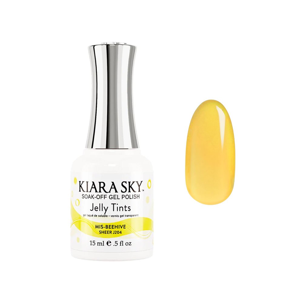 KIARA SKY Jelly Tints Soak Off Gel Polish 15ml, Mis-beehive (vibrant yellow)