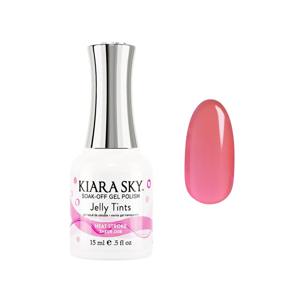 KIARA SKY Jelly Tints Soak Off Gel Polish 15ml, Heat Stroke (bright neon pink)