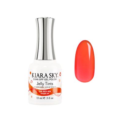 KIARA SKY Jelly Tints Soak Off Gel Polish 15ml, The Red Sea (deep, dark red)