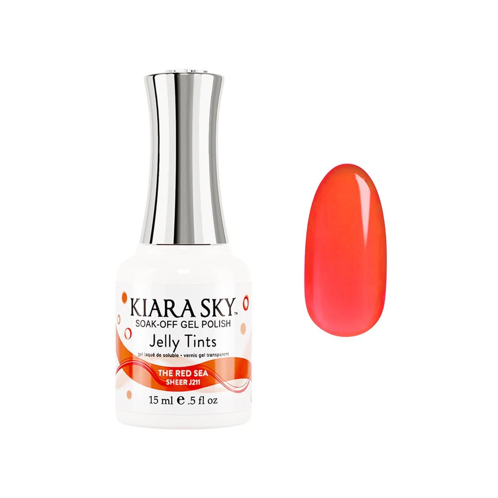 KIARA SKY Jelly Tints Soak Off Gel Polish 15ml, The Red Sea (deep, dark red)