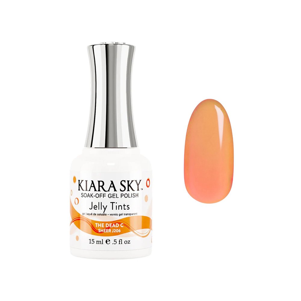 KIARA SKY Jelly Tints Soak Off Gel Polish 15ml, The Dead C (neon orangy pink)