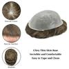 Toupee for Men Ultra Thin Skin Men Hair Replacement System European Human Hairpiece 0.04mm Thin PU Mens Toupee Natural Hairline Black Brown Blonde Gray Hair Units view 4