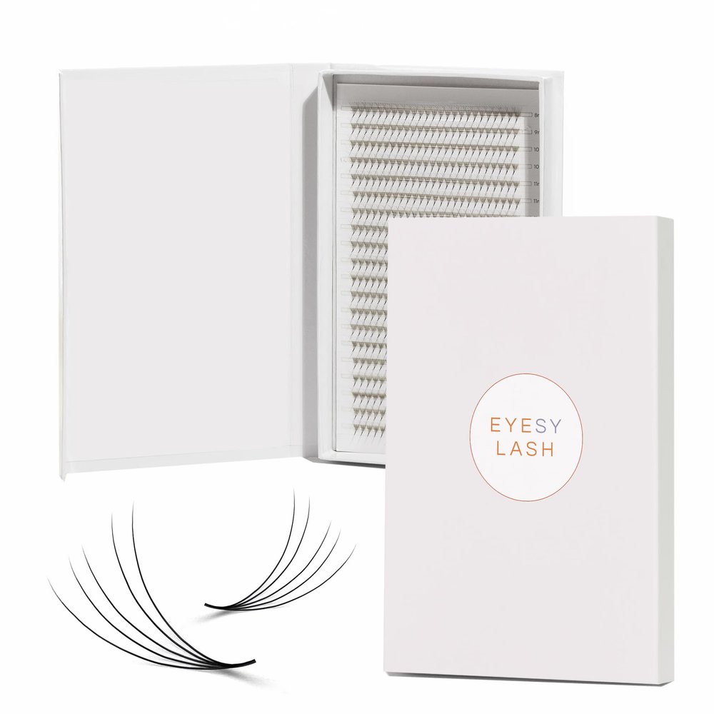 Eyesy Lash 600 Easy Promade Fans - 5D 0.07 Curl CC Mixed Lengths 8-16mm - Ultra Speed 20 Lines Eyelash Trays Volume Premade Lash Fans Handmade Pre Made Eyelash Extensions Fluffy Soft Pointy Base