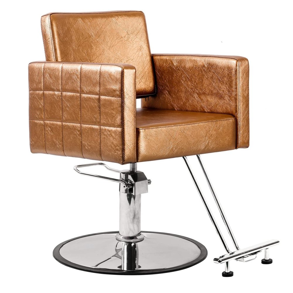 Eastmagic Salon Chair for Hair Stylist Beauty Chair Hydraulic Pump 360 Degrees Swivel with Footrest Gold