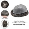 Toupee for Men Ultra Thin Skin Men Hair Replacement System European Human Hairpiece 0.04mm Thin PU Mens Toupee Natural Hairline Black Brown Blonde Gray Hair Units view 4