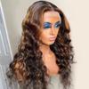 Imeya 4/27 Piano Ombre Color Highlight Deep Wave 150% Density 16 Inch Transparent Lace Front Wig Pre Plucked Human hair 13X6 Lace Front Human Hair Wigs Brazilian Loose Wave Wig (4/27 Highlight Color) view 2