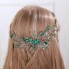 Aimimier Bridal Green Crystal Hair Comb Emerald Rhinestone Headpiece for Bride Wedding Prom Party Festival Hair Accessories for Women (Silver) view 1