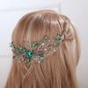 Aimimier Bridal Green Crystal Hair Comb Emerald Rhinestone Headpiece for Bride Wedding Prom Party Festival Hair Accessories for Women (Silver) view 2