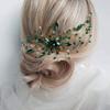 Aimimier Bridal Green Crystal Hair Comb Emerald Rhinestone Hair Vine Prom Party Festival Wedding Hair Accessories for Women (Gold) view 2